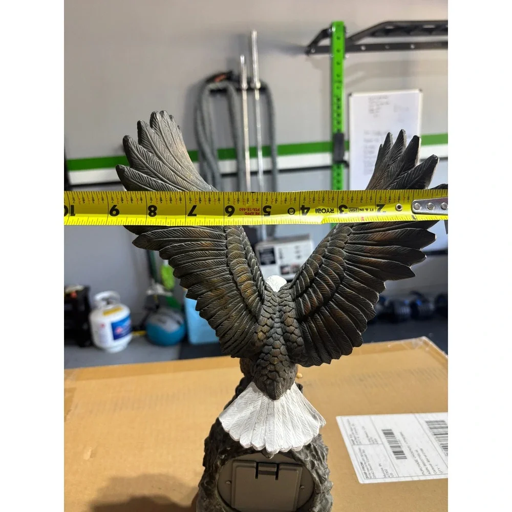 Crosa Vintage Bald Eagle Desk Clock Resin Sculpture 15 Inch Wildlife Decor